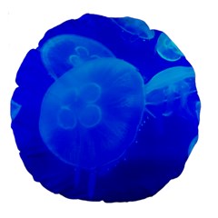 Blue Jellyfish 1 Large 18  Premium Round Cushions by trendistuff