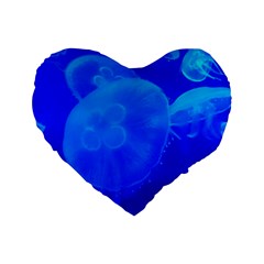 Blue Jellyfish 1 Standard 16  Premium Heart Shape Cushions by trendistuff