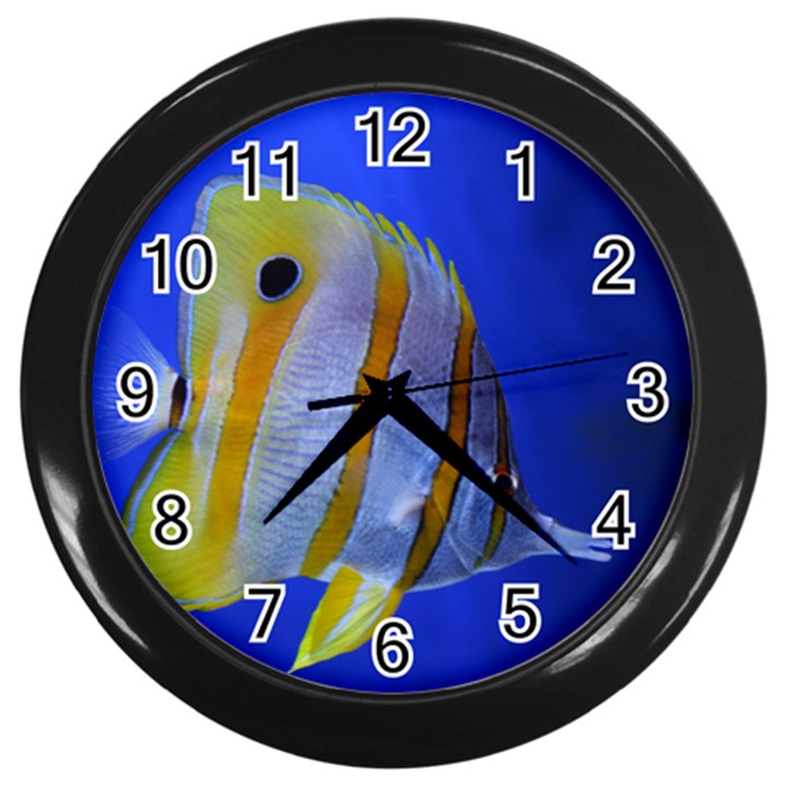 BUTTERFLY FISH 1 Wall Clocks (Black)