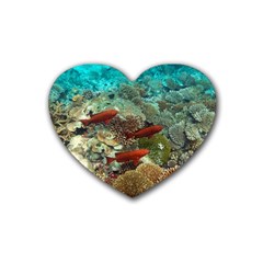 Coral Garden 1 Rubber Coaster (heart)  by trendistuff