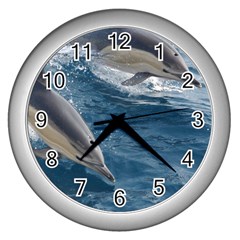 Dolphin 4 Wall Clocks (silver)  by trendistuff