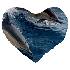 Dolphin 4 Large 19  Premium Heart Shape Cushions by trendistuff