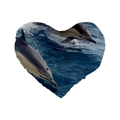 Dolphin 4 Standard 16  Premium Flano Heart Shape Cushions by trendistuff