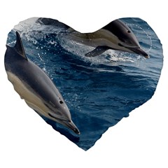 Dolphin 4 Large 19  Premium Flano Heart Shape Cushions by trendistuff