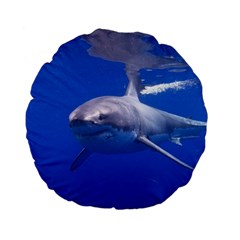 Great White Shark 4 Standard 15  Premium Flano Round Cushions by trendistuff