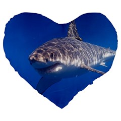 Great White Shark 5 Large 19  Premium Flano Heart Shape Cushions by trendistuff