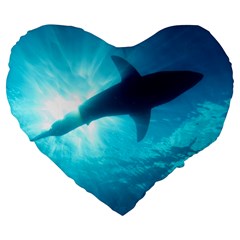 Great White Shark 6 Large 19  Premium Flano Heart Shape Cushions by trendistuff