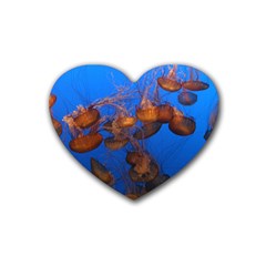 Jellyfish Aquarium Rubber Coaster (heart)  by trendistuff