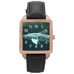 LEOPARD SHARK Rose Gold Leather Watch 