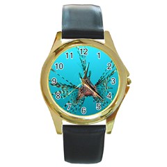 Lionfish 2 Round Gold Metal Watch by trendistuff