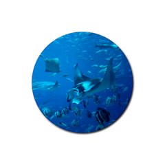 Manta Ray 2 Rubber Coaster (round)  by trendistuff