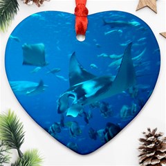 Manta Ray 2 Heart Ornament (two Sides) by trendistuff