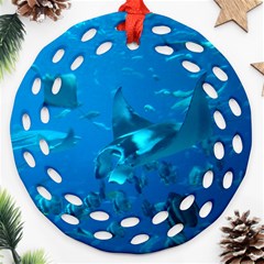 Manta Ray 2 Ornament (round Filigree) by trendistuff