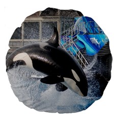 Orca 1 Large 18  Premium Round Cushions by trendistuff