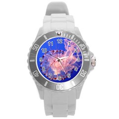 Purple Jellyfish Round Plastic Sport Watch (l) by trendistuff