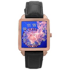 Purple Jellyfish Rose Gold Leather Watch  by trendistuff