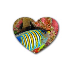 Regal Angelfish Rubber Coaster (heart)  by trendistuff