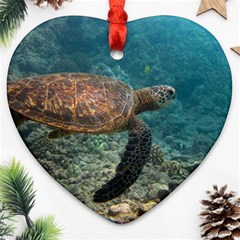 Sea Turtle 3 Heart Ornament (two Sides) by trendistuff