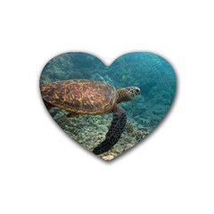 Sea Turtle 3 Rubber Coaster (heart)  by trendistuff