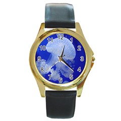 Spotted Jellyfish Round Gold Metal Watch by trendistuff