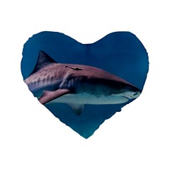 Tiger Shark 1 Standard 16  Premium Heart Shape Cushions by trendistuff