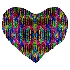 Colorful-7 Large 19  Premium Flano Heart Shape Cushions by ArtworkByPatrick