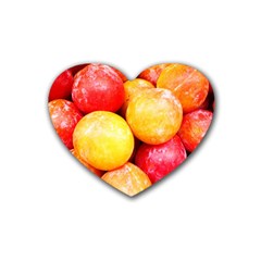 Apricots 1 Rubber Coaster (heart)  by trendistuff