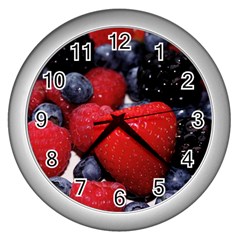 Berries 1 Wall Clocks (silver)  by trendistuff