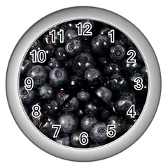 Blueberries 1 Wall Clocks (silver)  by trendistuff