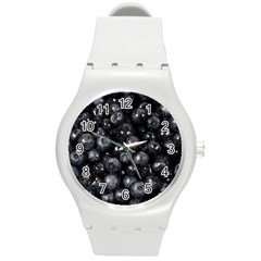 Blueberries 1 Round Plastic Sport Watch (m) by trendistuff