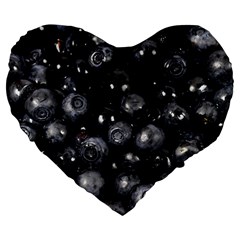 BLUEBERRIES 1 Large 19  Premium Heart Shape Cushions