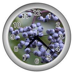 Blueberries 2 Wall Clocks (silver)  by trendistuff