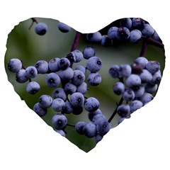 Blueberries 2 Large 19  Premium Flano Heart Shape Cushions by trendistuff