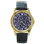 BLUEBERRIES 3 Round Gold Metal Watch