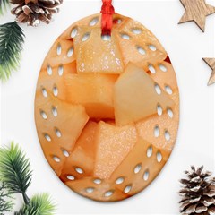 Cantaloupe Oval Filigree Ornament (two Sides) by trendistuff