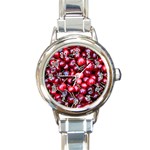 CHERRIES 1 Round Italian Charm Watch Front