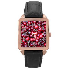 Cherries 1 Rose Gold Leather Watch  by trendistuff