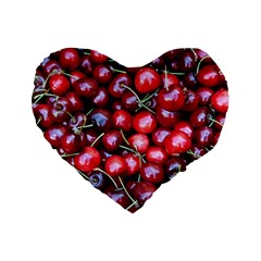 Cherries 1 Standard 16  Premium Flano Heart Shape Cushions by trendistuff