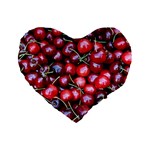 CHERRIES 1 Standard 16  Premium Flano Heart Shape Cushions Front