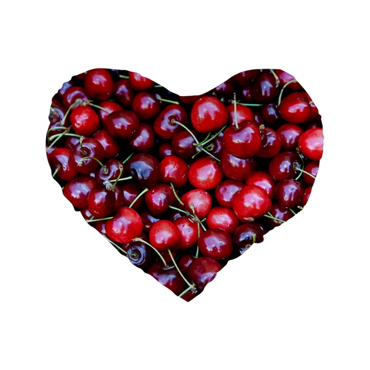 CHERRIES 1 Standard 16  Premium Flano Heart Shape Cushions