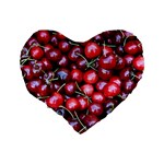 CHERRIES 1 Standard 16  Premium Flano Heart Shape Cushions Back