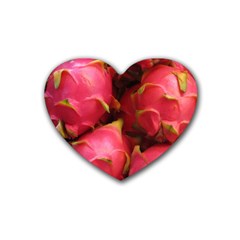 Dragonfruit Rubber Coaster (heart)  by trendistuff