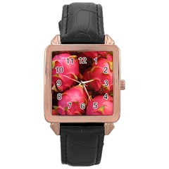 Dragonfruit Rose Gold Leather Watch  by trendistuff