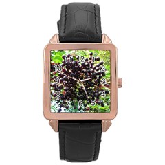 Elderberries Rose Gold Leather Watch  by trendistuff