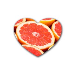 Grapefruit 1 Rubber Coaster (heart)  by trendistuff