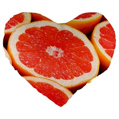 Grapefruit 1 Large 19  Premium Heart Shape Cushions by trendistuff