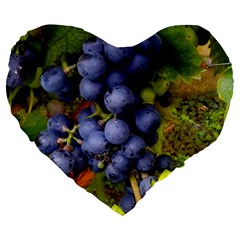 Grapes 1 Large 19  Premium Heart Shape Cushions by trendistuff