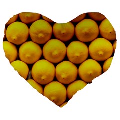 Lemons 1 Large 19  Premium Flano Heart Shape Cushions by trendistuff