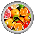 MIXED FRUIT 1 Wall Clocks (Silver) 