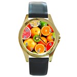 MIXED FRUIT 1 Round Gold Metal Watch